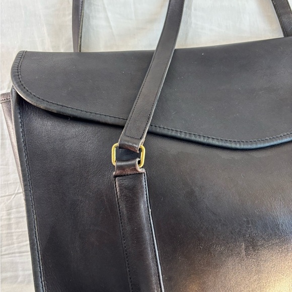 Coach Vtg NYC Shoulder Black Leather Brief - Envelope Portfolio Flannel - Picture 3 of 15